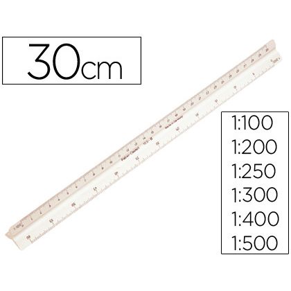 30cm Noir Règle Triangulaire en Aluminium,1:100,1:200,1:250,1:300,1:400