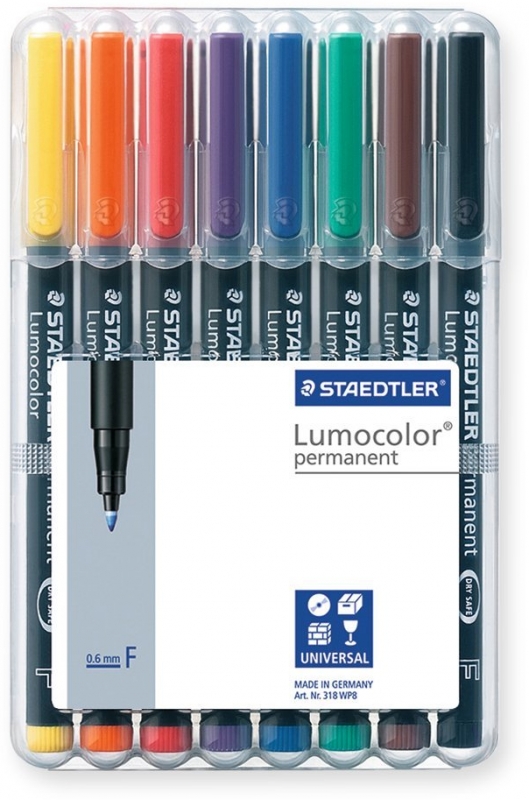 Estuche de 8 rotuladores Staedtler LUMOCOLOR Fino F-318 WP8