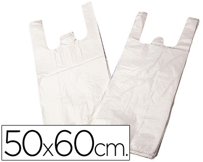 Bolsas de plastico 50x60cm, 70% reciclada - 100 Uds, asas de camiseta.
