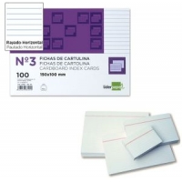 Fichas Rayadas para Fichero Nº 3 - 100x150mm - 100 fichas cartulina