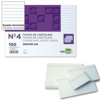 Fichas Rayadas para Fichero Nº 4 - 125x200mm - 100 fichas cartulina