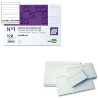 Fichas Rayadas para Fichero Nº 1 - 65x95mm - 100 fichas cartulina