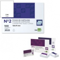 Fichas Lisas para Fichero Nº 2 - 75x125mm - 100 fichas cartulina