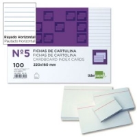 Fichas Rayadas para Fichero Nº 5 - 160x215mm - 100 fichas cartulina