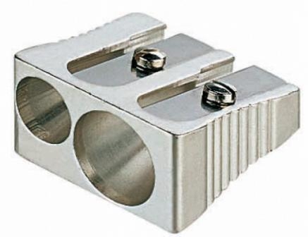 Sacapuntas doble metalico con cortador de aluminio. Afilalapiz