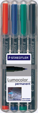 Estuche de 4 rotuladores Staedtler LUMOCOLOR SuperFino S-313 WP4