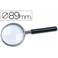 LUPA CRISTAL ARO METALICO MANGO NEGRO W-105 89 MM