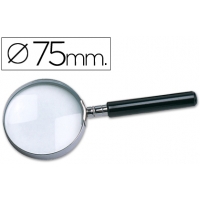 LUPA CRISTAL ARO METALICO MANGO NEGRO W-104 75 MM