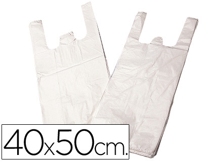 Bolsas de plastico 40x50cm, 70% reciclada - 1Kg, asas de camiseta.