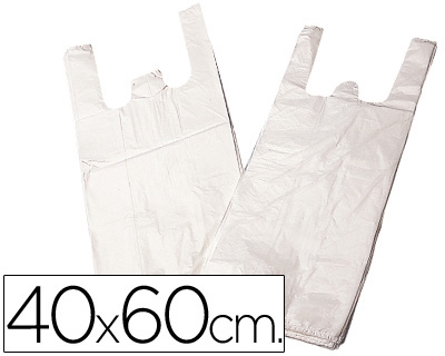 Bolsas de plastico 40x60cm, 70% reciclada - 100 Uds, asas de camiseta.