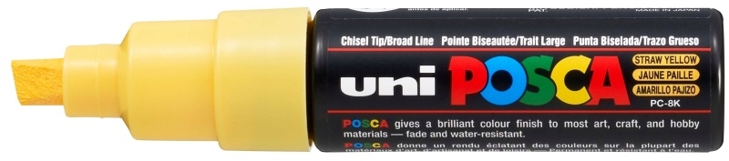 POSCA PC-8K Amarillo pajizo, punta Ancha 8mm Multisuperficie (cristal, madera, tela, plastico)