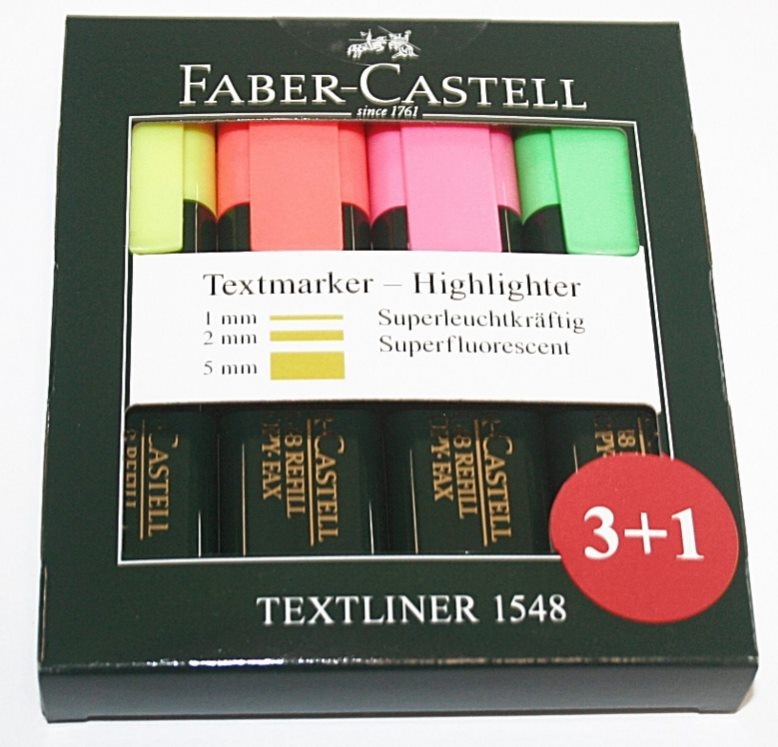 PACK 4 Marcadores fluorescentes Faber Castell Textliner 4 Colores