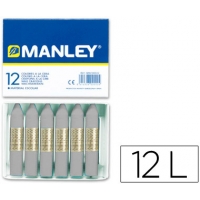 Lapices cera Manley unicolor gris. Caja de 12 Ceras. MNC05140 N.72