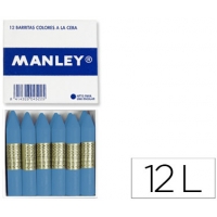 Lapices de cera Manley unicolor verde azulado. Caja de 12 ceras. MNC04952