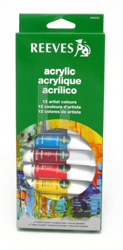 Pintura acrilica. Caja de 12 colores de 10ml.