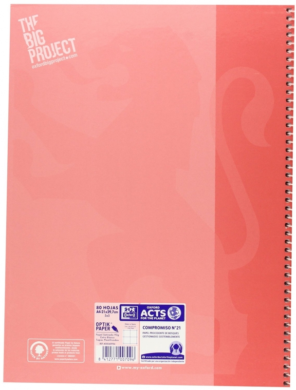 Imagen extra OXFORD, Tapas Extraduras, A4, 80 Hojas Microperforado Fucsia, EuropeanBook