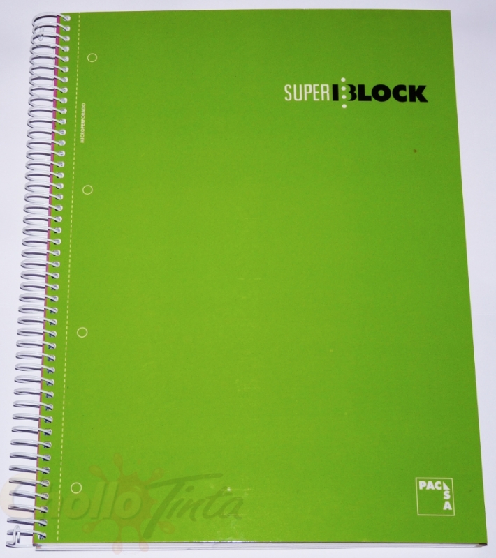 Cuaderno A4, 160 Hojas Microperforadas 4 Taladros, Tapas ExtraDuras, Rayado Horizontal, Papel de 70gr