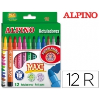 Rotulador Alpino Maxi punta gruesa lavable caja 12 rotuladores