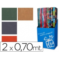 Rollo papel de regalo colores lisos, de 70cm x 2 metros, surtidos