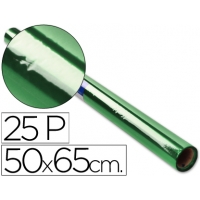 Papel celofan rollo trepado verde 25 pliegos 50x70 cm