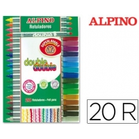 Rotulador Duo Alpino punta doble media y gruesa lavable caja 20 rotuladores