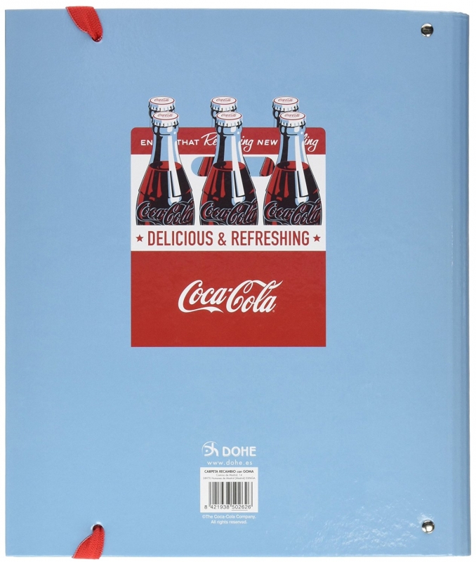 Imagen extra Carpebloc CocaCola Botellas de 4 Anillas con recambio, ranurado y goma (Dohe 50262) CarpetaBloc Coca Cola