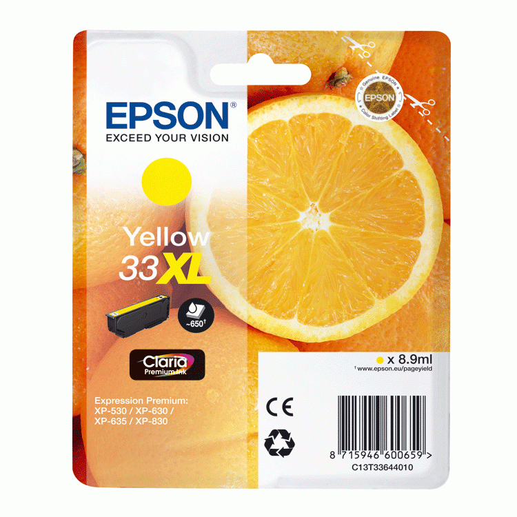 Epson 33XL Amarillo T3364 Original ALTA CAPACIDAD C13T33644010 