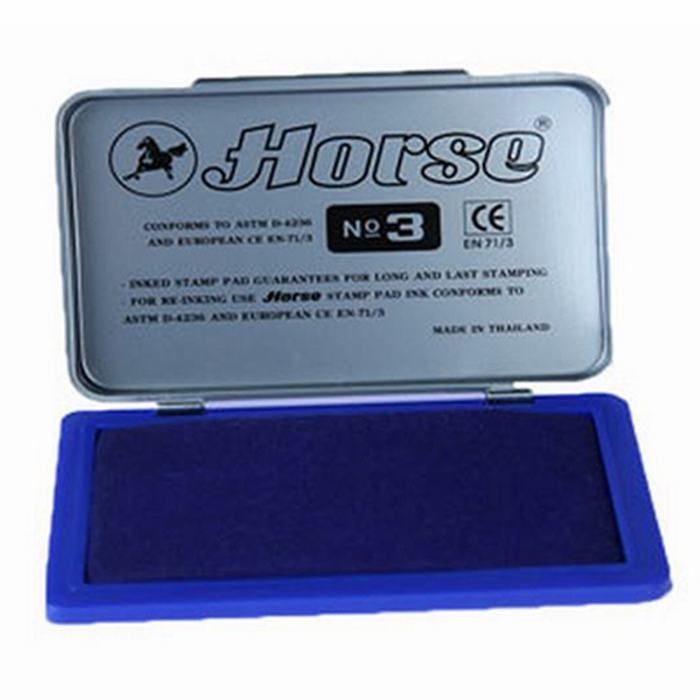Tampon HORSE Nro.3 de 54x85mm Azul para sellos y cuños manuales. Negro