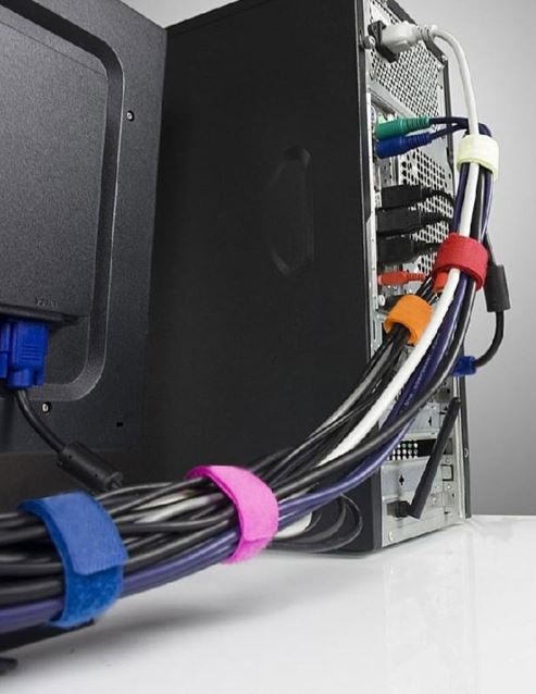 Imagen extra PACK 6 Tiras de velcro sujeta cables de colores. Organizador de cables