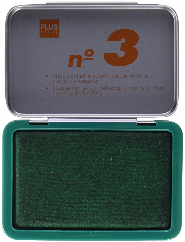Tampon economico Nº3 VERDE de 5,4 x 8,5 cm para sellos y cuños manuales.