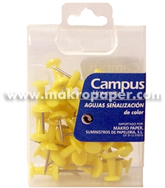 Agujas Señalizadoras Amarillas. Caja 35 uds, Chinchetas Señalización pizarra