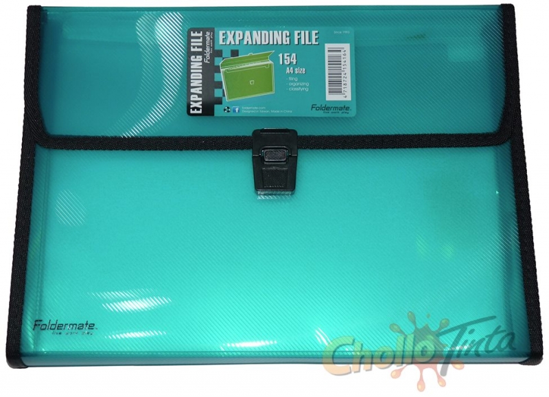 LIQUIDACION Clasificador A4 FolderMate 154 Turquesa, cierre de Broche