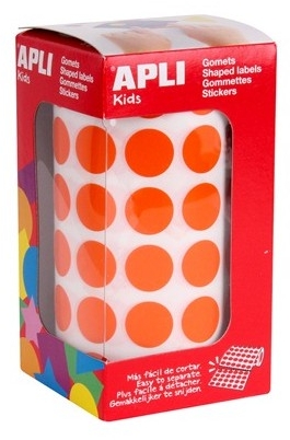 Gomets en rollo Circulos 15 mm NARANJA. APLI 11483