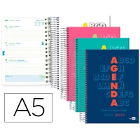 Agenda escolar Liderpapel 2017-18 basic A5, bilingue, Semana vista, Espiral, Tapa extradura