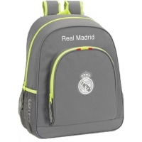 Mochila Real Madrid, Casual gris, adaptable a carro, 32 x 42 cm. Safta
