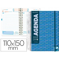 Agenda escolar Liderpapel 2017-18 college mini, 11x15 cm, bilingue, Dia pagina, polipropileno, portada personalizable