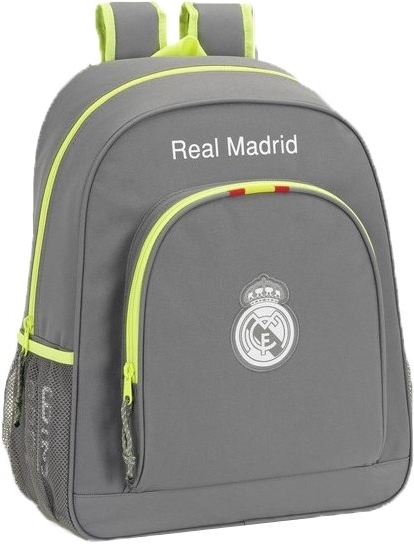 Mochila Real Madrid, Casual gris, adaptable a carro, 32 x 42 cm. Safta
