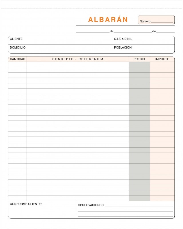 Talonario Albaranes, Folio, Natural, Copia Triplicado. T-131 / 92T