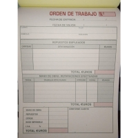 Talonario Orden de Trabajo, 1/4 Cuarto, Natural, Copia Duplicado, 100 Hojas. Modelo 76D
