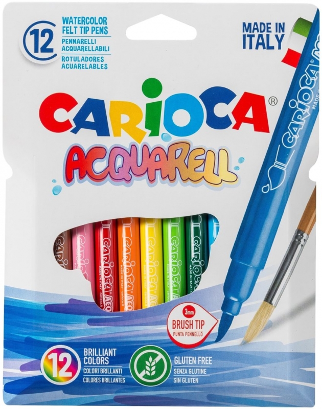 Carioca Acquarell punta pincel, Caja de 12 rotuladores acuarelables.