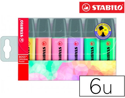 PACK 6 Marcadores Stabilo Boss colores pastel