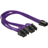 Cable adaptador alimentacion PCIe de 6 pin a 2 conectores de 8 pin. 30cm, violeta