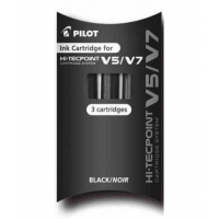 Recambios Pilot V-5 Negro, Envase de 3 cartuchos