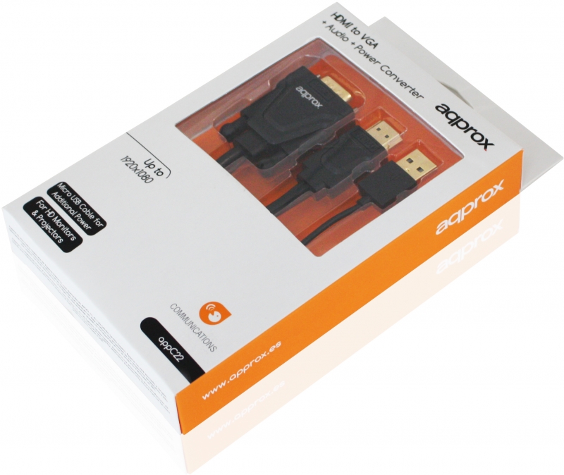 Imagen extra Cable adaptador HDMI a VGA, alimentado por USB, con sonido, APPROX APPC22