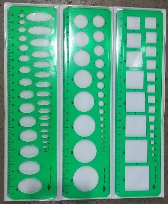 Imagen extra JUEGO DE 3 PLANTILLAS CIRCULOS ELIPSES Y CUADROS