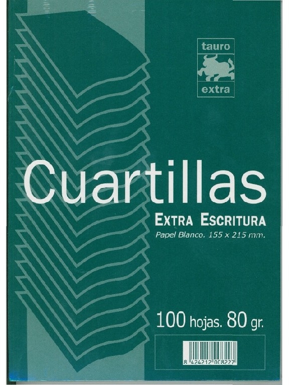 Papel cuartillas (155x215mm) 100 hojas de 80gr