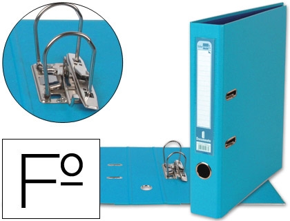 Archivador FOLIO, lomo Estrecho, con ollao, rado, tarjetero y compresor. Celeste