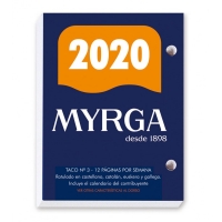 Taco Calendario MYRGA 2020. Para Portacalendario.