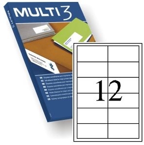 Caja 100 Hojas A4 con 12 Etiquetas por Hoja. 1200 Etiquetas 97x42,4 mm