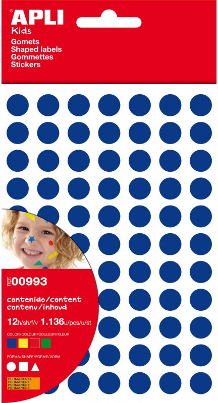 Imagen extra Gomets Apli Figuras Geometricas pequeñas 480 Gomets, en 12 Hojas. APLI 993